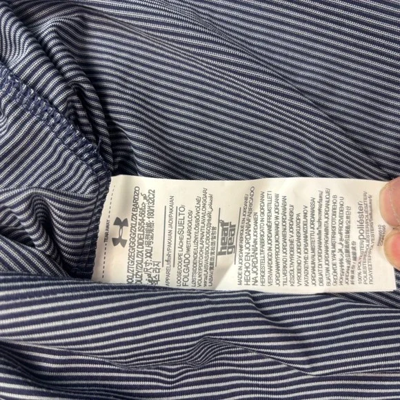 Under Armour Mens 2XL HeatGear 1/4 Zip Pullover Navy Blue Striped Performance - Picture 10 of 15